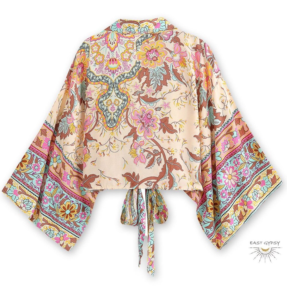 Birds of Paradise Kimono Wrap Crop Top